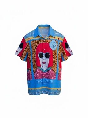 Vintage Y2K Pop-Art Polka Dot Oversized Button-Up Shirt - XL